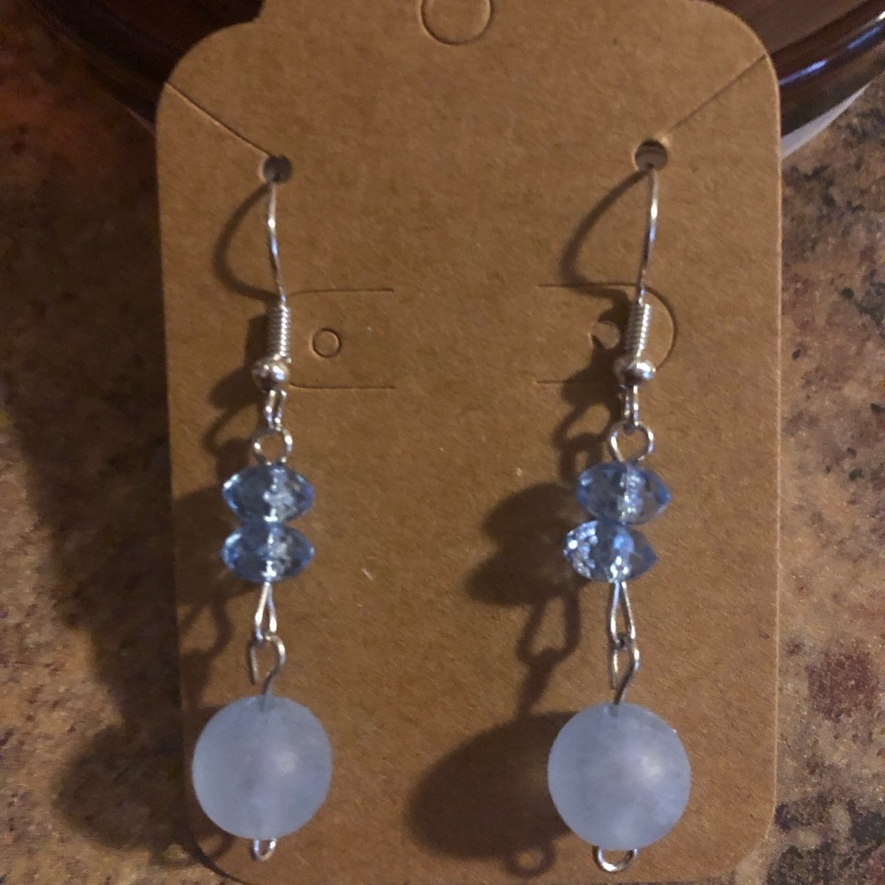 Delicate Blue Bead Dangle Earrings - Women Jewelry